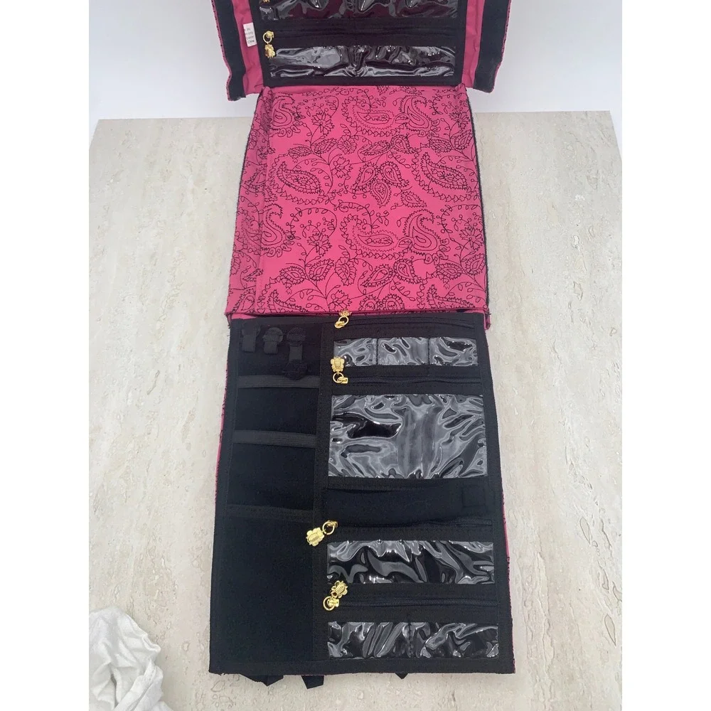 Flip'n Dazzle Ultimate Jewelry Organizer Bag Pink Paisley Travel Case Storage